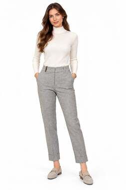 NWT Peserico Bead Embellished Cropped Trousers Gray Size 38